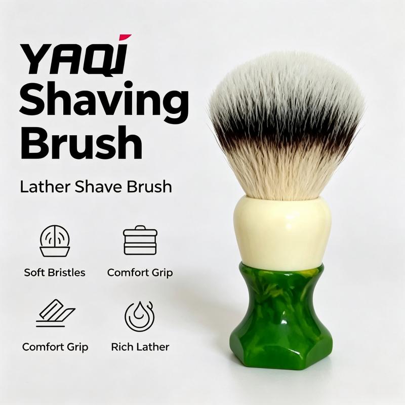 Men'S Grooming Cream - メンズウェットシェービングシェービングブラシ YAQI ソフト合成毛 ソフトグリップ樹脂ハンドル クリーム状の泡を生成 ひげグルーミングアクセサリー