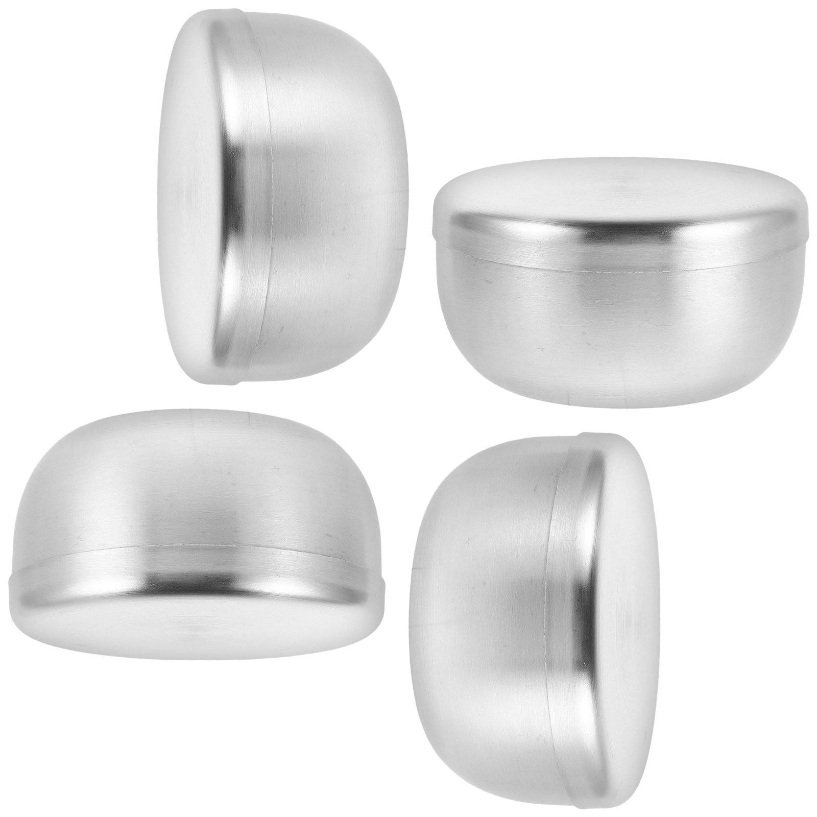 Shaving Bowl Soap - ステンレス製シェービングボウルセット 4個入り。丸型の金属製ソープマグで、ひげ用クリームを泡立てたり、混ぜたりするのに最適。