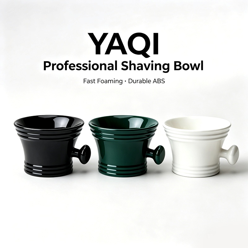 Shaving Bowl Soap - 2026 YAQI ブラック、グリーン、ホワイトのABS製シェービングボウル。プロ仕様で持ち運び可能、泡立ちが良く、シェービングクリームや石鹸を入れるのに最適。人気商品。