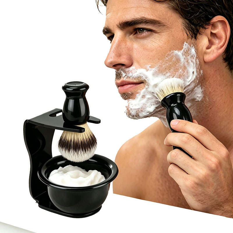 Shaving Bowl Soap - シェービングブラシセット（スタンド付き）3-in-1シェービングソープボウル、剛毛シェービングブラシマグカップ、簡単泡立て顔の毛ひげグルーミングキット