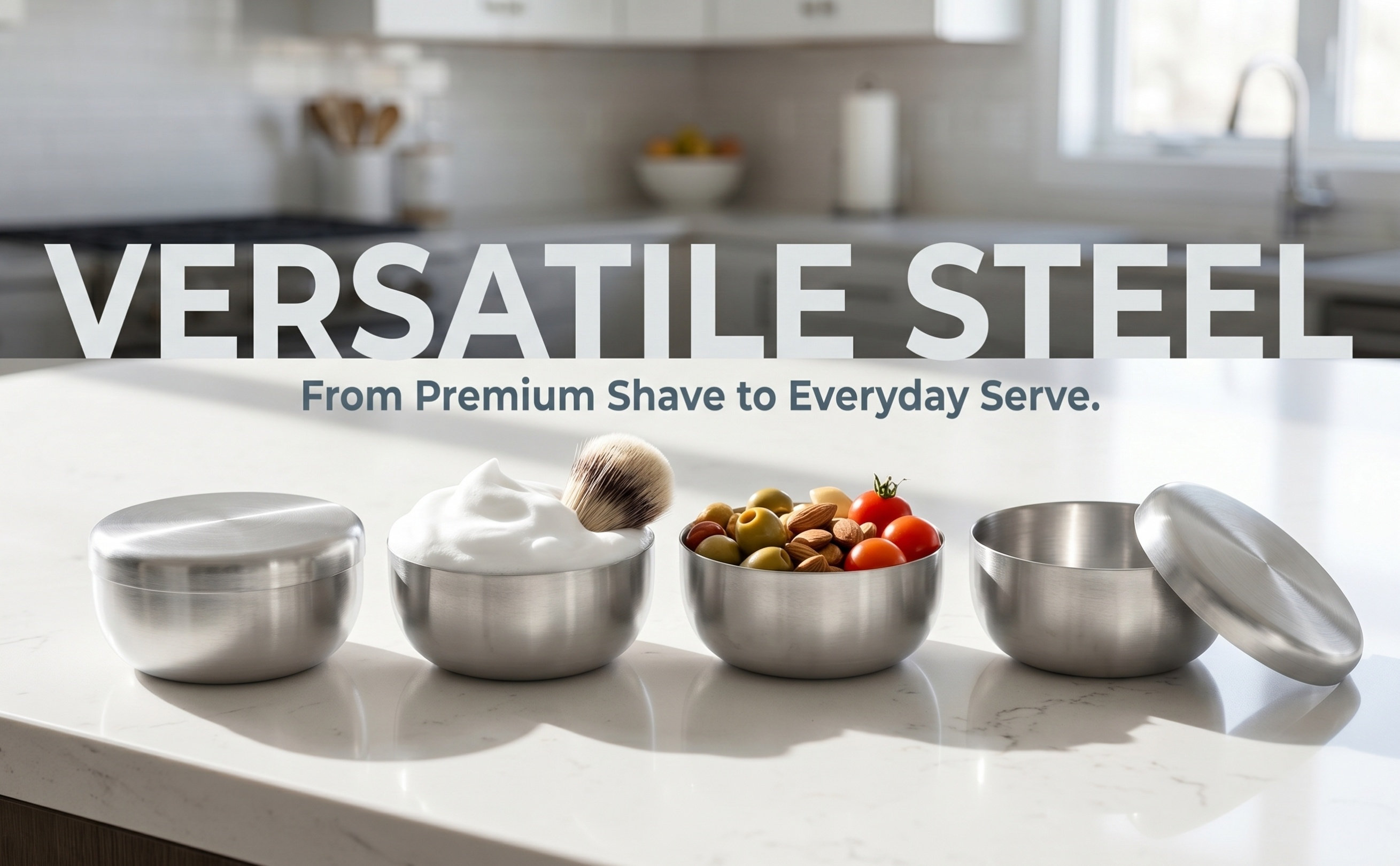 Shaving Bowl Soap - シェービングボウル、男性用、石鹸、旅行用、ステンレス製、ハロウィン、クリスマス、洗顔用、キャンプ、旅行、家庭用、料理用、4個入り