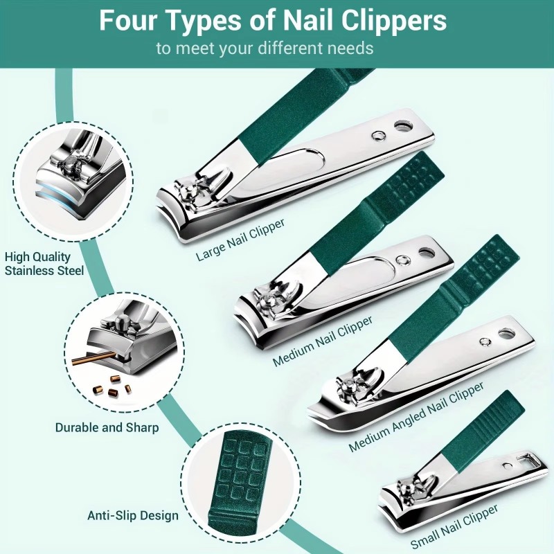Nail Care Kit Mens - マニキュアセット ネイルクリッパーキット プロフェッショナル ステンレス製 ネイルケアツール レザー製トラベルケース付き