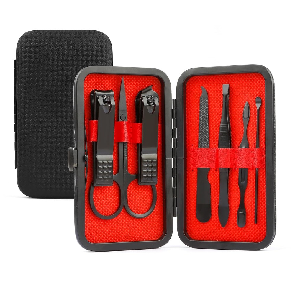 Nail Care Kit Mens - 男性用8-in-1マニキュアキット：ステンレス製グルーミングツール、ネイルケアやペディキュアに最適