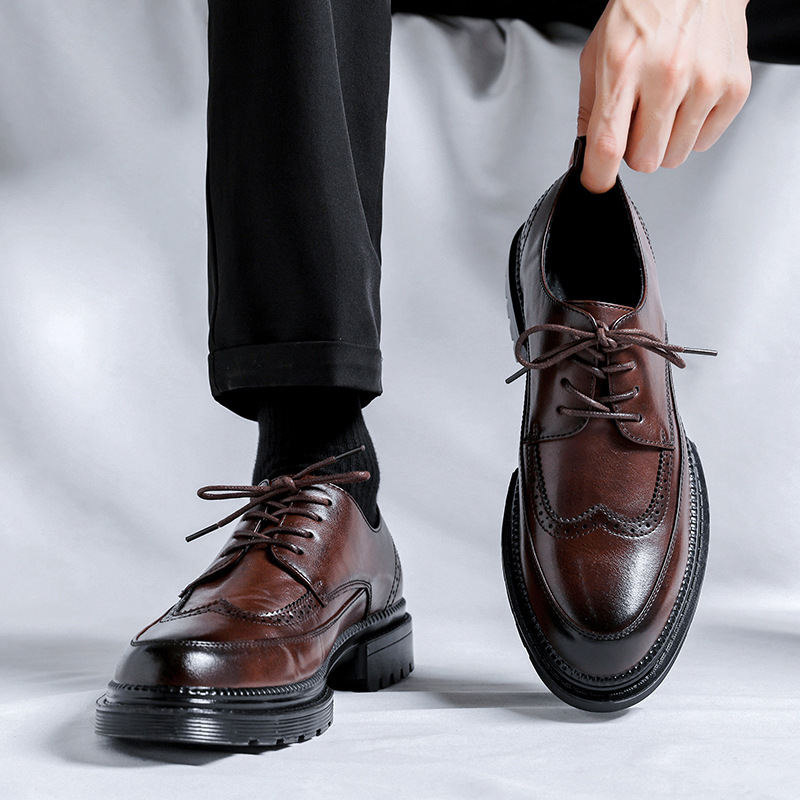 若い男性向けの新しい革靴、ブリティッシュブロックフォーマルビ - Young Men'S Grooming のレビューと価格