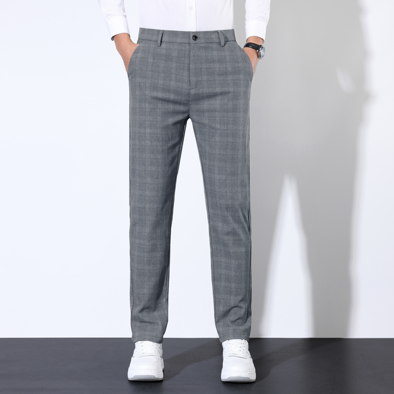 男性用のクラシックなストライプのスーツパンツ,綿の市松模様の - Men Grooming Outfit のレビューと価格