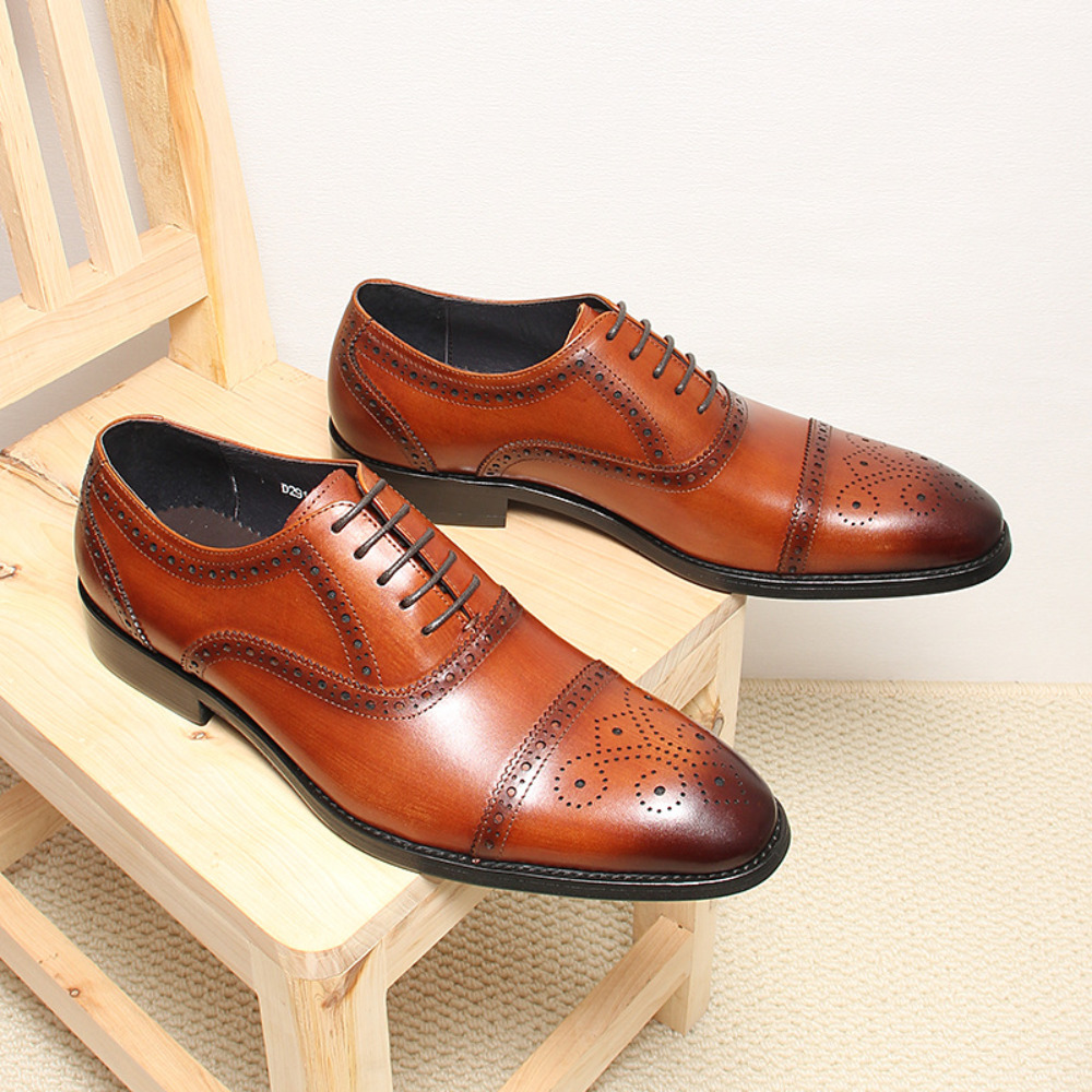 手作りフルグレインレザーブローグフォーマルドレスシューズ メ - Men'S Grooming Oxford のレビューと価格