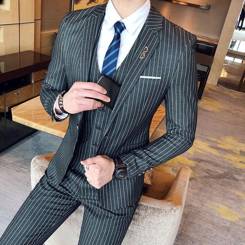 メンズスリムフィットピンストライプブレザー英国スタイルカジュ - Men'S Grooming Uk のレビューと価格