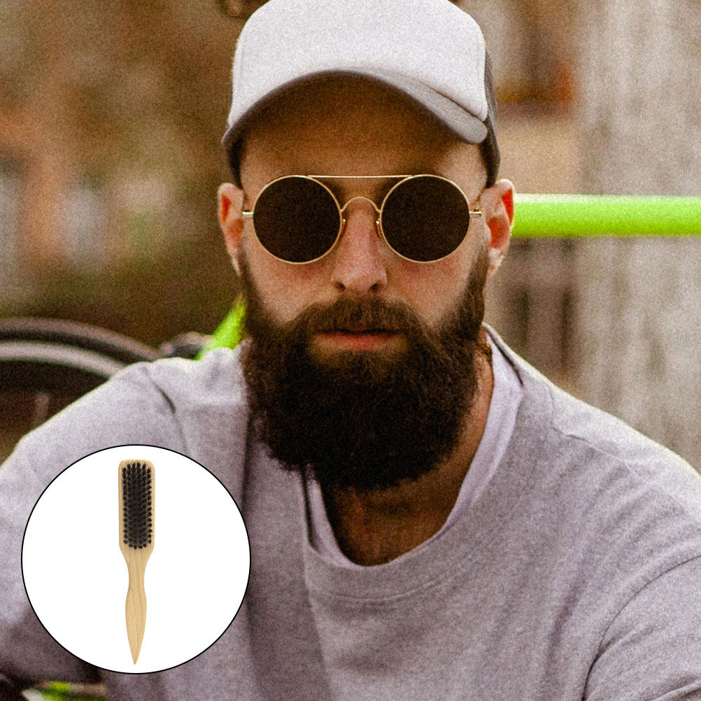 男性用、小型、柔らかい素材のひげブラシ。木製の口ひげ用、携帯 - Men'S Grooming Hair のレビューと価格