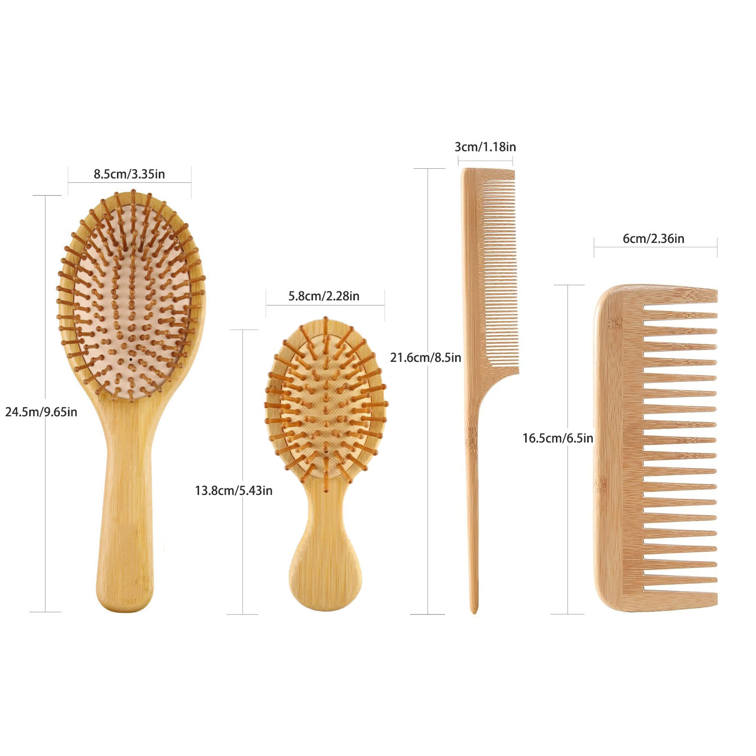 竹製ヘアブラシ＆コームセット（男女兼用）、木製ワイドトゥース - Men'S Grooming Hair のレビューと価格